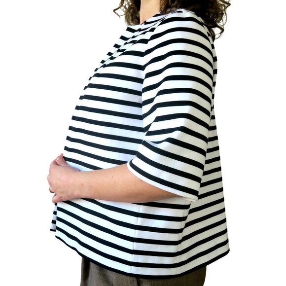 Chico’s Black & White Striped Ponte Jacket Size 1 (Fits Women’s 8) - Picture 3 of 11